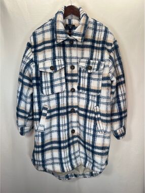 Papaya Plaid Button-Up Coat Women's Large